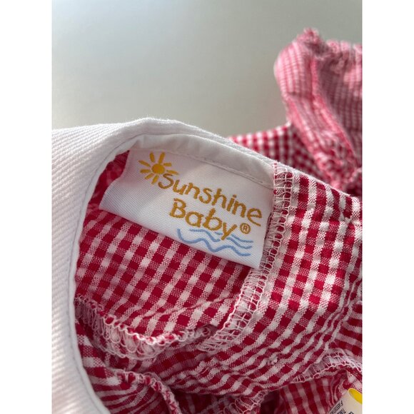 Vintage Sunshine Baby 3 Piece Gingham Outfit 6-9M Red Floral Embroidery NEW - Picture 2 of 8
